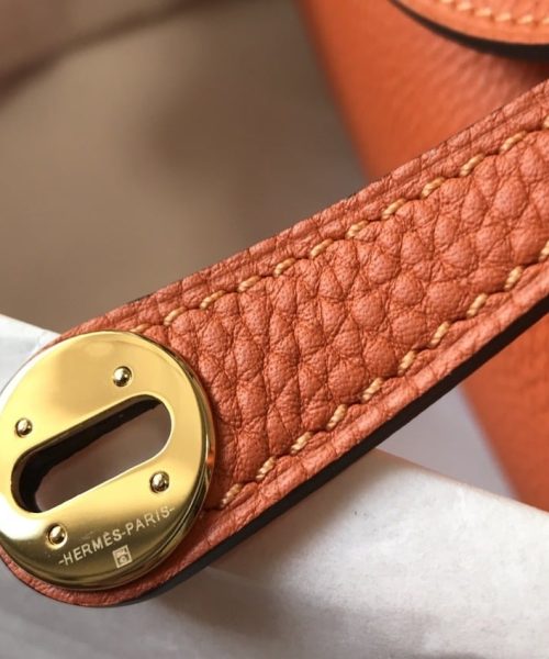 1:1 Replica Hermes Lindy Mini Clemence Bag Orange For Women, Women’s Handbags, Shoulder And Crossbody Bags 7.5in/19cm