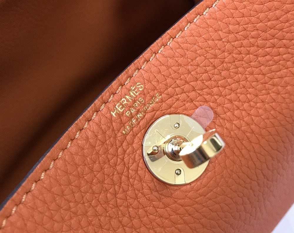 1:1 Replica Hermes Lindy Mini Clemence Bag Orange For Women, Women’s Handbags, Shoulder And Crossbody Bags 7.5in/19cm