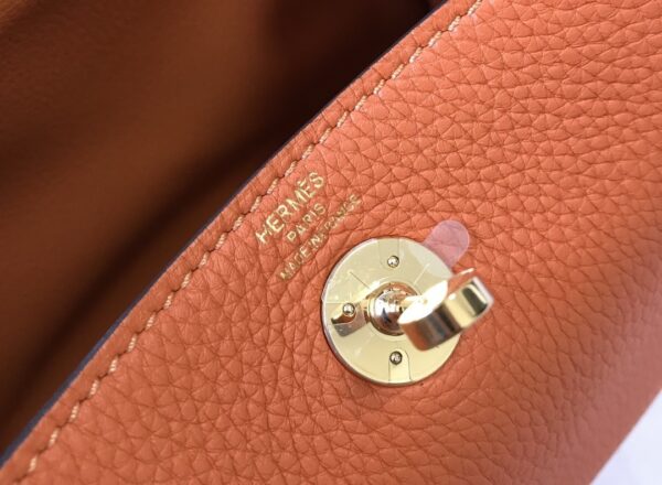 1:1 Replica Hermes Lindy Mini Clemence Bag Orange For Women, Women’s Handbags, Shoulder And Crossbody Bags 7.5in/19cm