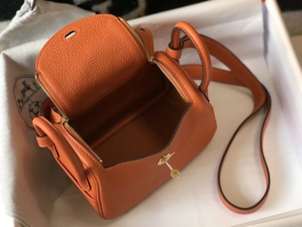 1:1 Replica Hermes Lindy Mini Clemence Bag Orange For Women, Women’s Handbags, Shoulder And Crossbody Bags 7.5in/19cm