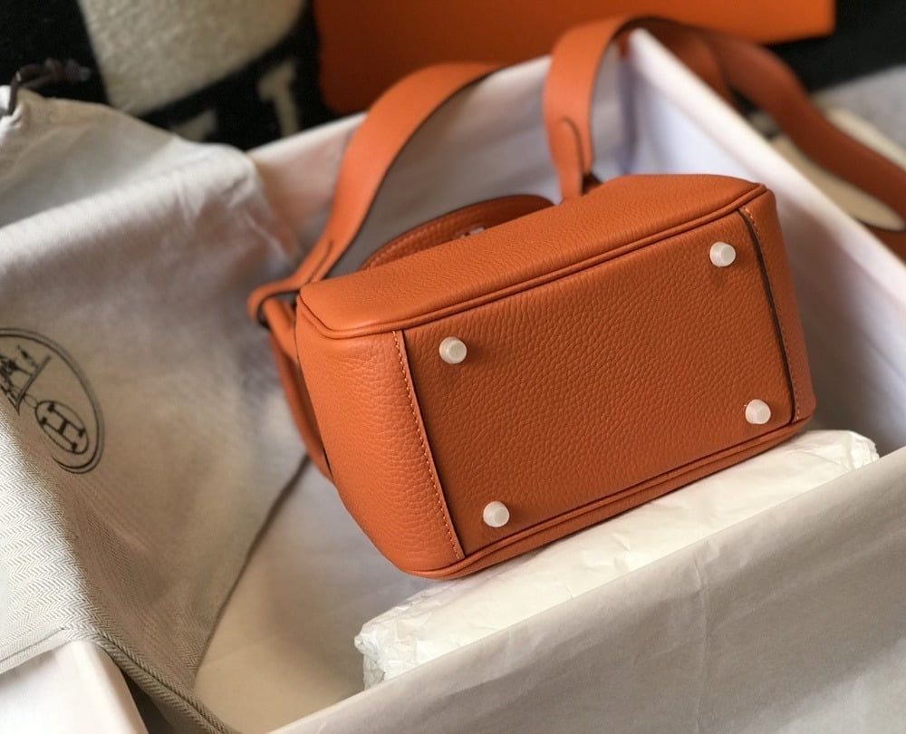 1:1 Replica Hermes Lindy Mini Clemence Bag Orange For Women, Women’s Handbags, Shoulder And Crossbody Bags 7.5in/19cm