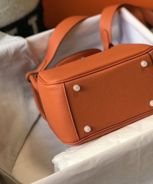 1:1 Replica Hermes Lindy Mini Clemence Bag Orange For Women, Women’s Handbags, Shoulder And Crossbody Bags 7.5in/19cm