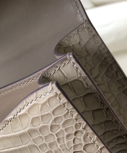 1:1 Replica Hermes Mini Constance Bag Grey For Women Gold Color Hardware 7.1in/18cm