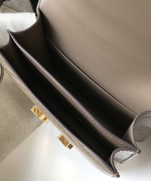 1:1 Replica Hermes Mini Constance Bag Grey For Women Gold Color Hardware 7.1in/18cm