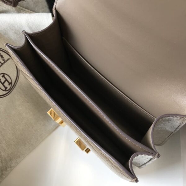 1:1 Replica Hermes Mini Constance Bag Grey For Women Gold Color Hardware 7.1in/18cm