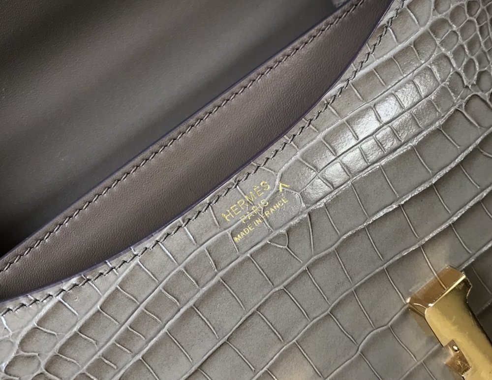 1:1 Replica Hermes Mini Constance Bag Grey For Women Gold Color Hardware 7.1in/18cm