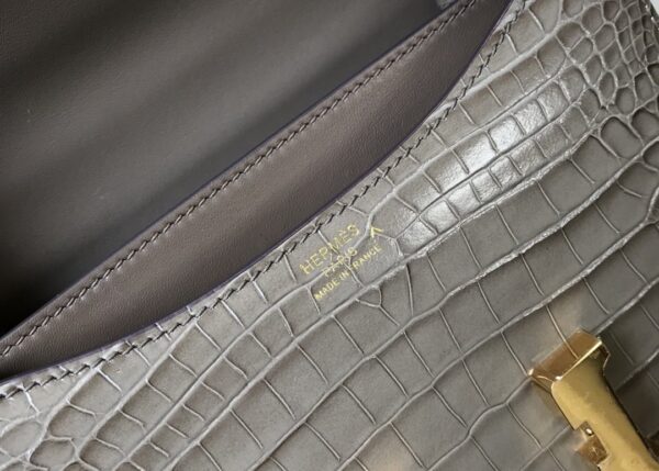 1:1 Replica Hermes Mini Constance Bag Grey For Women Gold Color Hardware 7.1in/18cm