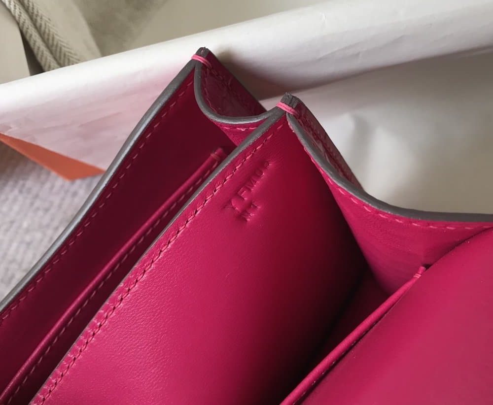 1:1 Replica Hermes Mini Constance Bag Pink For Women Gold Color Hardware 7.1in/18cm