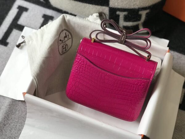 1:1 Replica Hermes Mini Constance Bag Pink For Women Gold Color Hardware 7.1in/18cm
