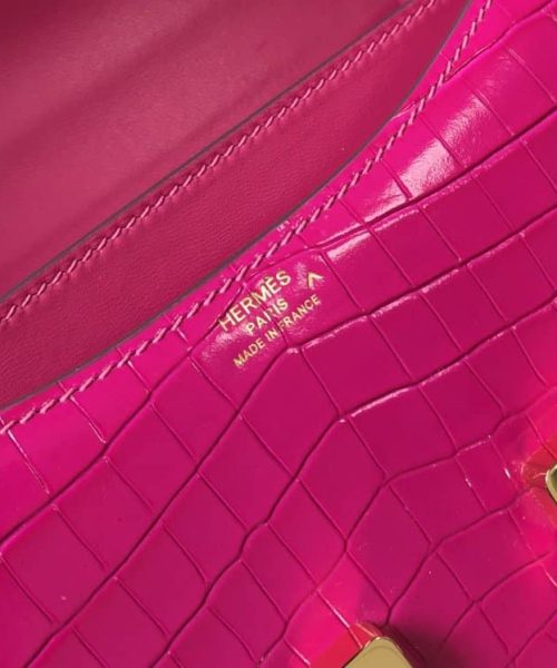 1:1 Replica Hermes Mini Constance Bag Pink For Women Gold Color Hardware 7.1in/18cm