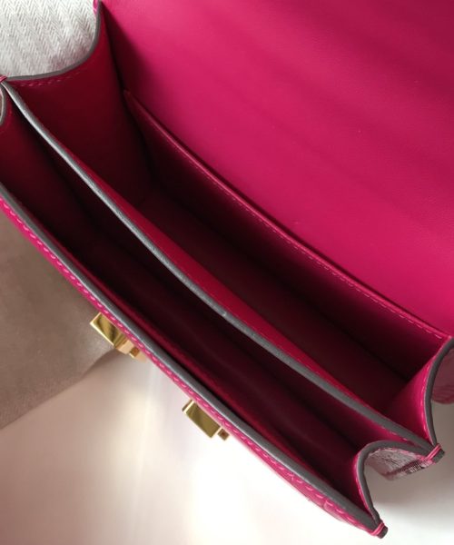 1:1 Replica Hermes Mini Constance Bag Pink For Women Gold Color Hardware 7.1in/18cm