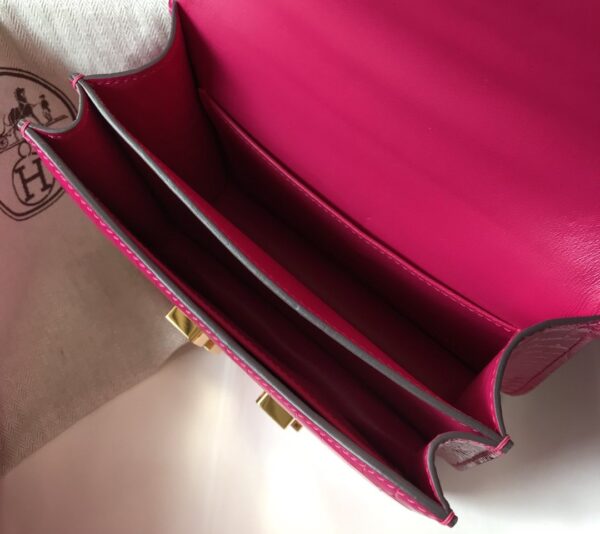 1:1 Replica Hermes Mini Constance Bag Pink For Women Gold Color Hardware 7.1in/18cm