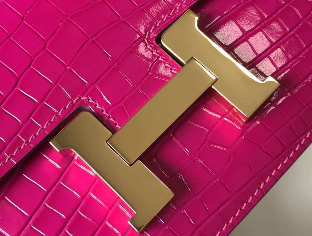 1:1 Replica Hermes Mini Constance Bag Pink For Women Gold Color Hardware 7.1in/18cm