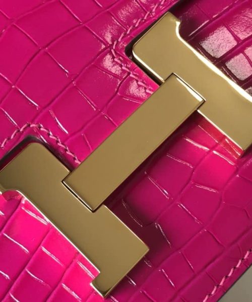 1:1 Replica Hermes Mini Constance Bag Pink For Women Gold Color Hardware 7.1in/18cm
