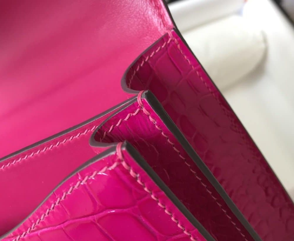 1:1 Replica Hermes Mini Constance Bag Pink For Women Gold Color Hardware 7.1in/18cm