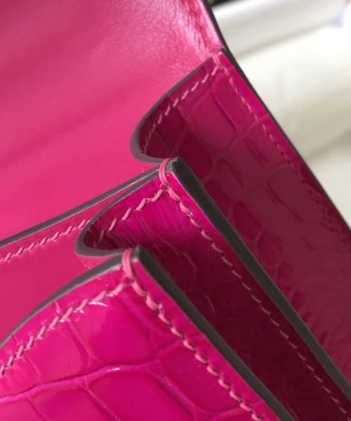 1:1 Replica Hermes Mini Constance Bag Pink For Women Gold Color Hardware 7.1in/18cm