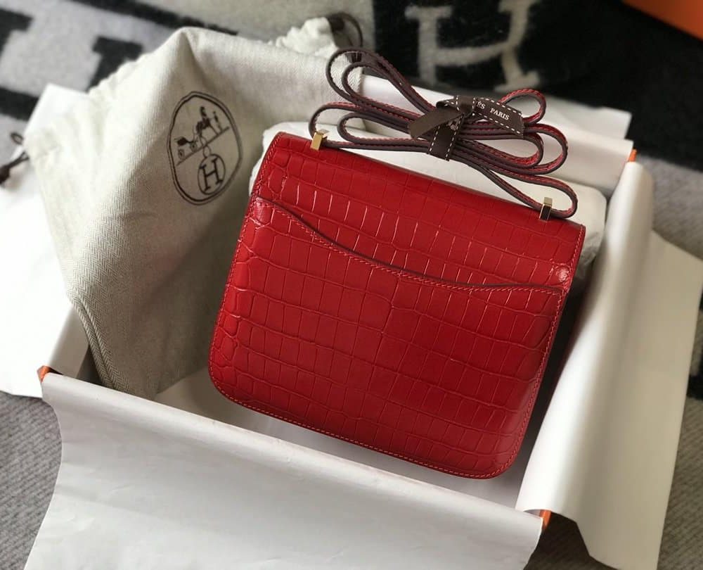 1:1 Replica Hermes Mini Constance Bag Red For Women Gold Color Hardware 7.1in/18cm