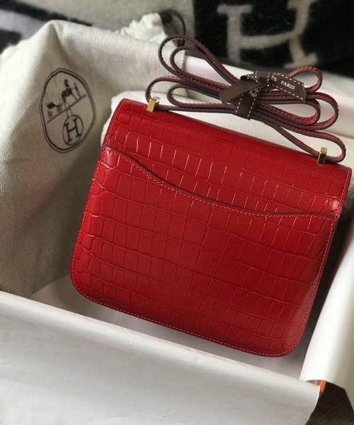 1:1 Replica Hermes Mini Constance Bag Red For Women Gold Color Hardware 7.1in/18cm