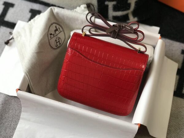 1:1 Replica Hermes Mini Constance Bag Red For Women Gold Color Hardware 7.1in/18cm