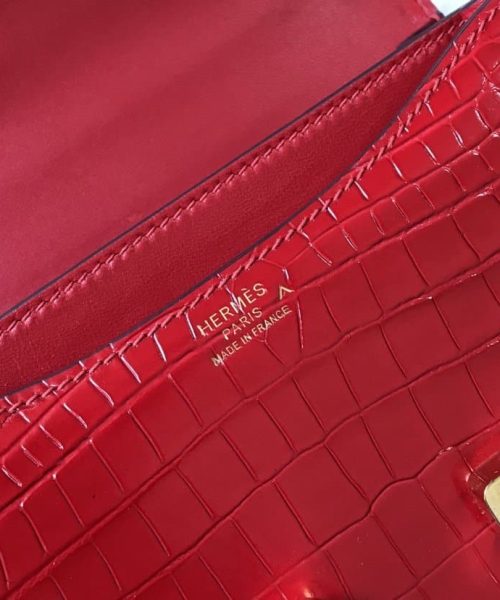 1:1 Replica Hermes Mini Constance Bag Red For Women Gold Color Hardware 7.1in/18cm