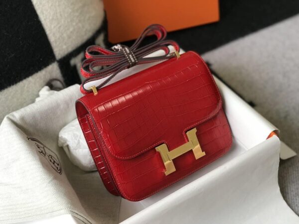 1:1 Replica Hermes Mini Constance Bag Red For Women Gold Color Hardware 7.1in/18cm