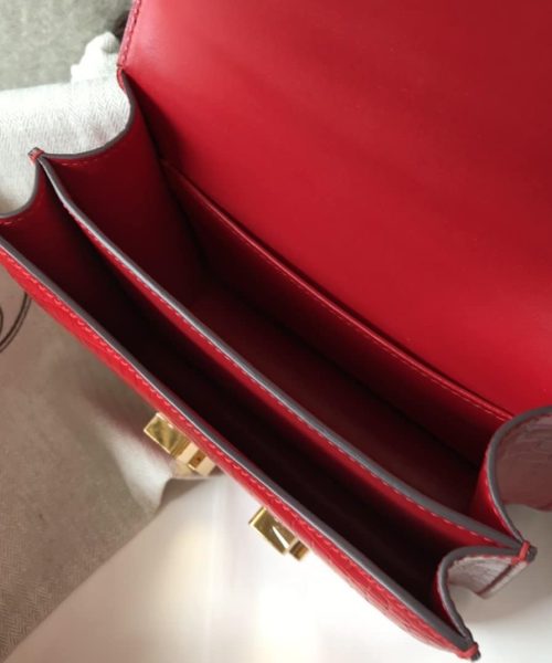 1:1 Replica Hermes Mini Constance Bag Red For Women Gold Color Hardware 7.1in/18cm