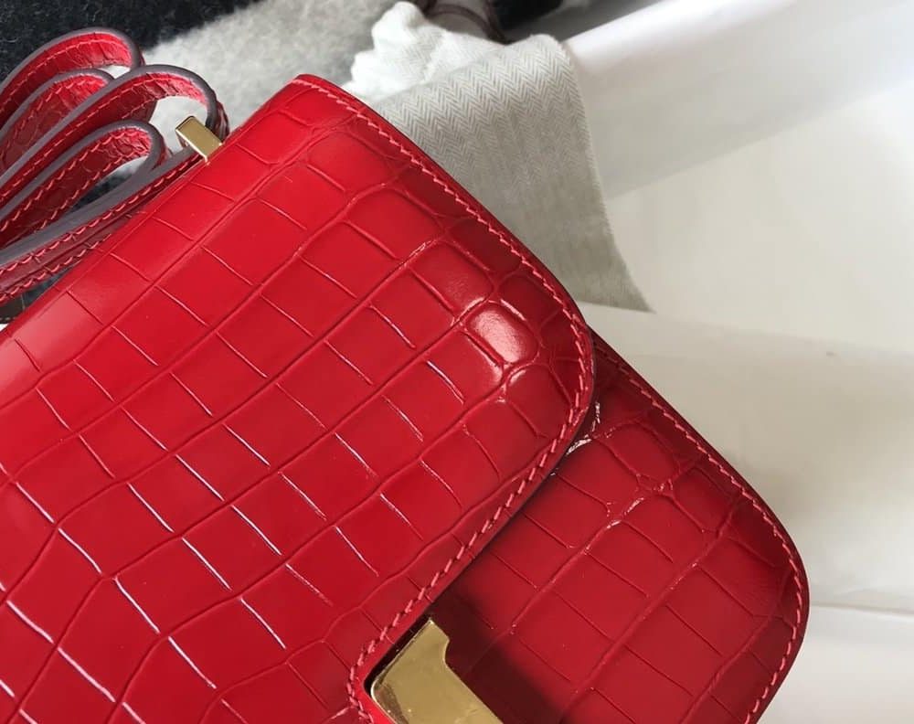 1:1 Replica Hermes Mini Constance Bag Red For Women Gold Color Hardware 7.1in/18cm