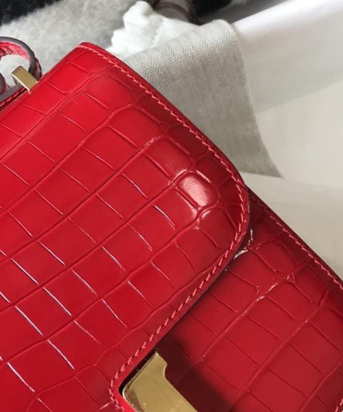1:1 Replica Hermes Mini Constance Bag Red For Women Gold Color Hardware 7.1in/18cm