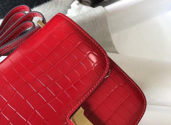 1:1 Replica Hermes Mini Constance Bag Red For Women Gold Color Hardware 7.1in/18cm