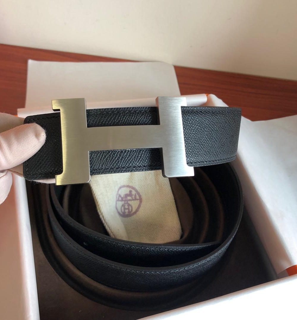 1:1 Replica Hermes Mini Constance Guillochee Belt Buckle & Reversible Black For Women, Women Belt