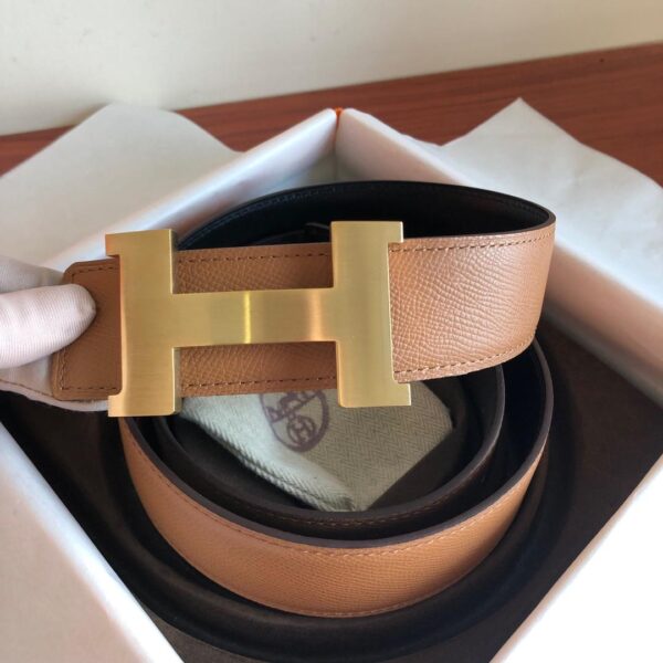 1:1 Replica Hermes Mini Constance Guillochee Belt Buckle & Reversible Brown For Women, Women Belt