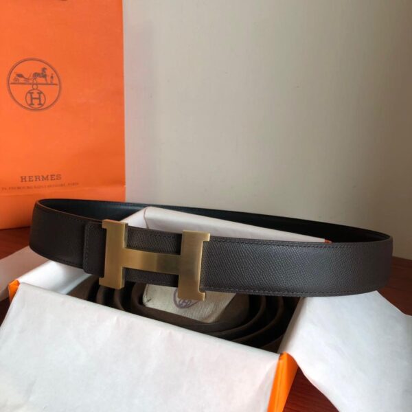 1:1 Replica Hermes Mini Constance Guillochee Belt Buckle & Reversible Grey For Women, Women Belt