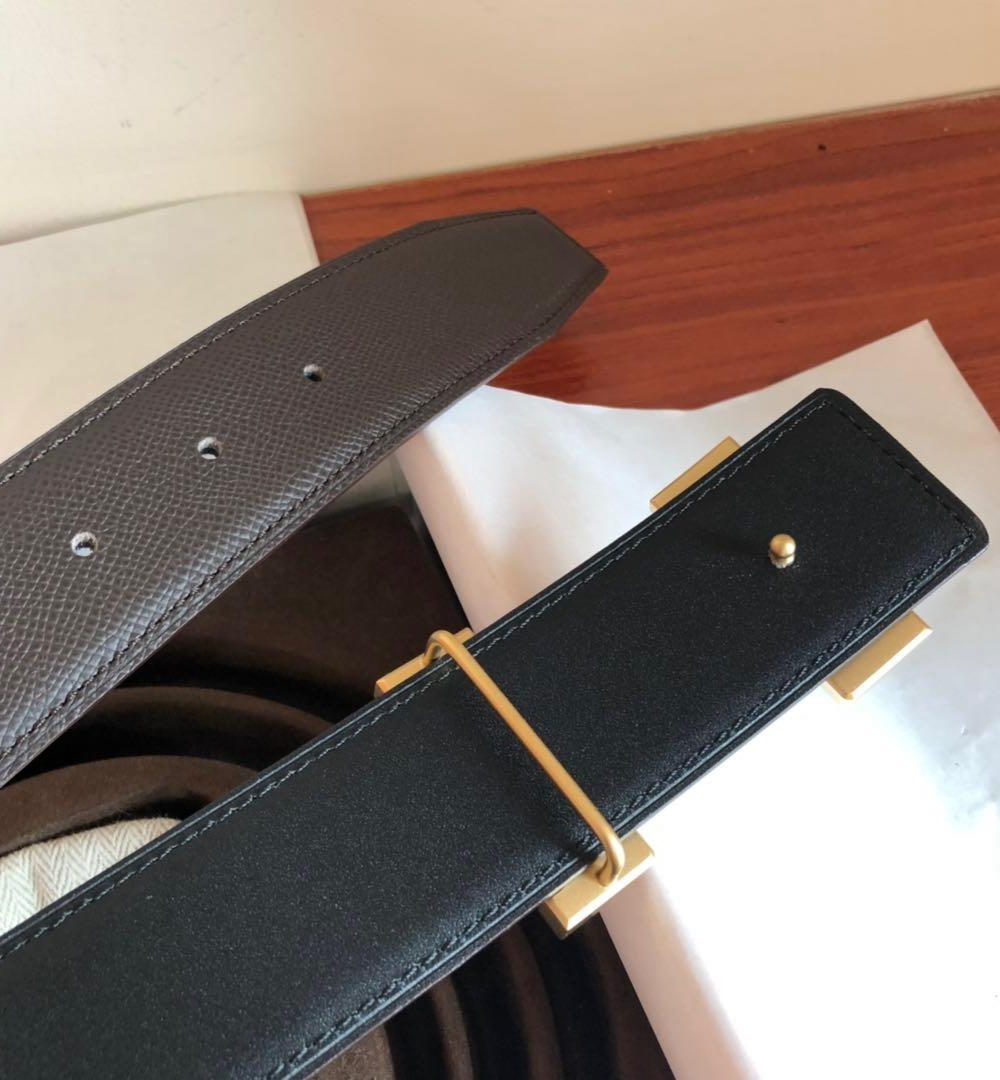 1:1 Replica Hermes Mini Constance Guillochee Belt Buckle & Reversible Grey For Women, Women Belt