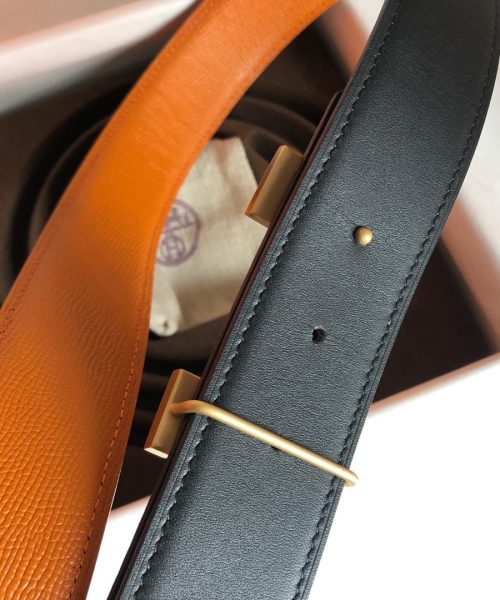 1:1 Replica Hermes Mini Constance Guillochee Belt Buckle & Reversible Orange For Women, Women Belt