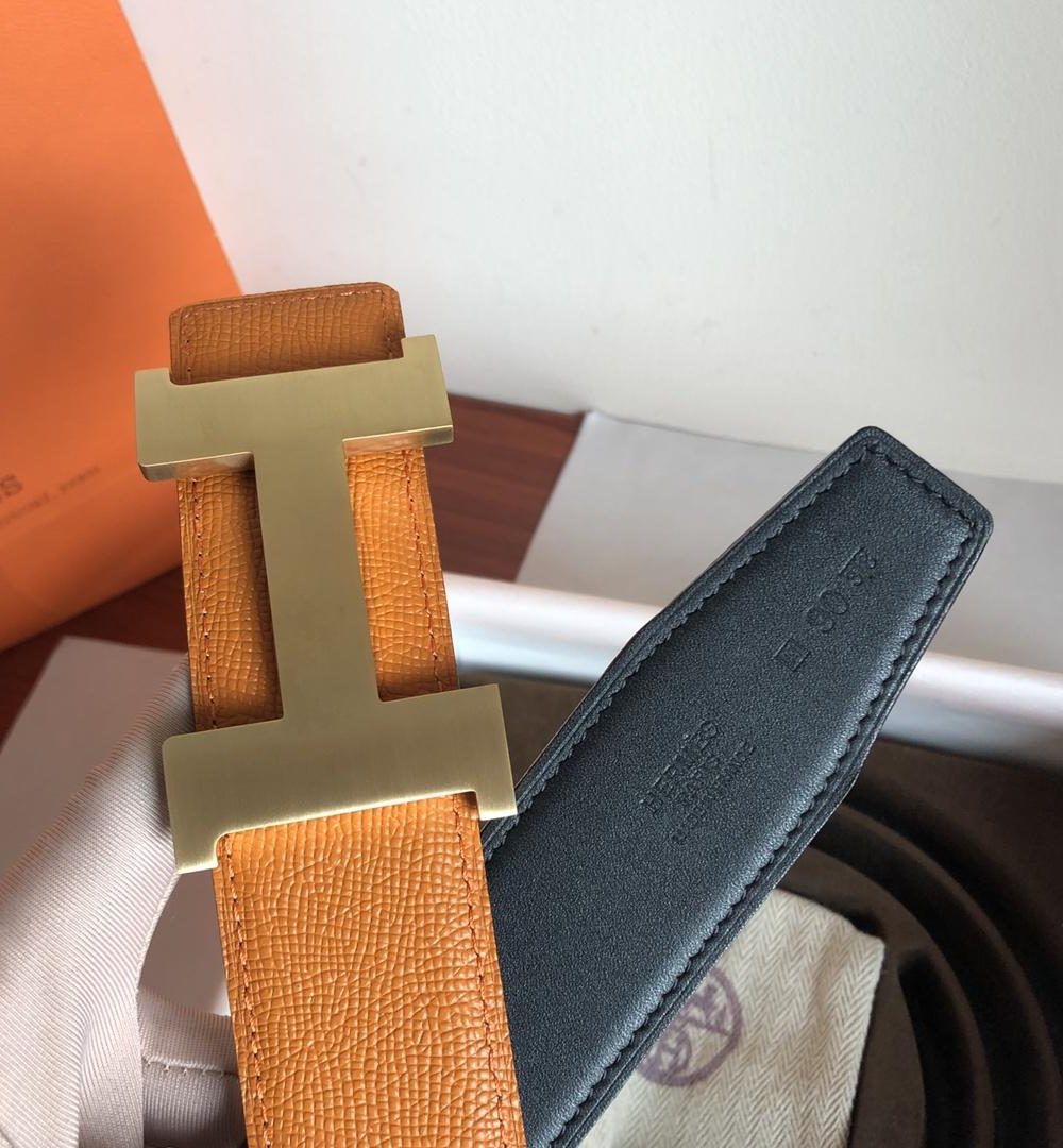 1:1 Replica Hermes Mini Constance Guillochee Belt Buckle & Reversible Orange For Women, Women Belt