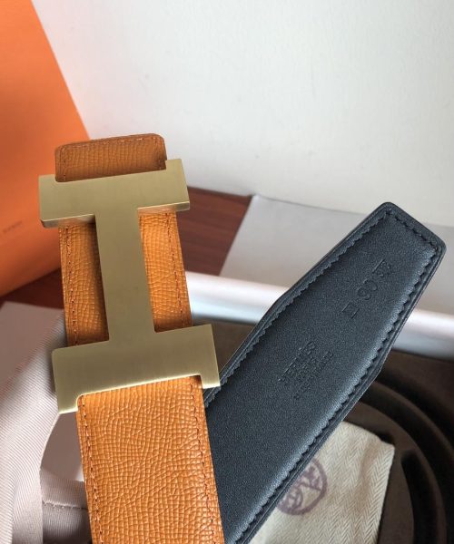 1:1 Replica Hermes Mini Constance Guillochee Belt Buckle & Reversible Orange For Women, Women Belt