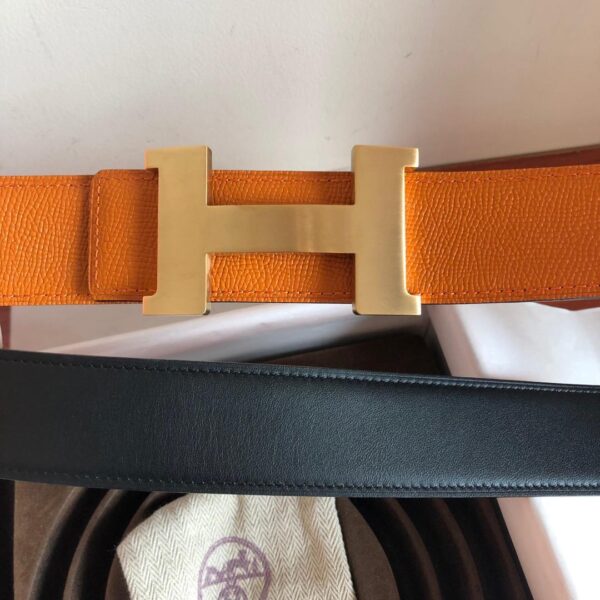 1:1 Replica Hermes Mini Constance Guillochee Belt Buckle & Reversible Orange For Women, Women Belt