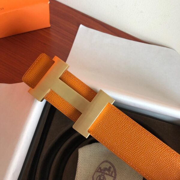 1:1 Replica Hermes Mini Constance Guillochee Belt Buckle & Reversible Orange For Women, Women Belt