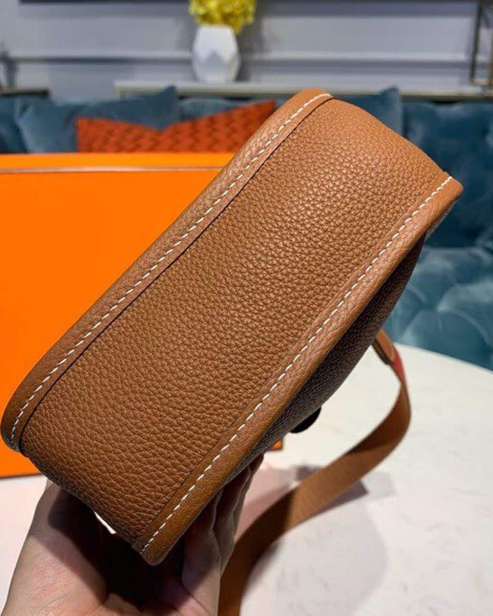 1:1 Replica Hermes Mini Evelyne Brown For Women 7.8in/20cm