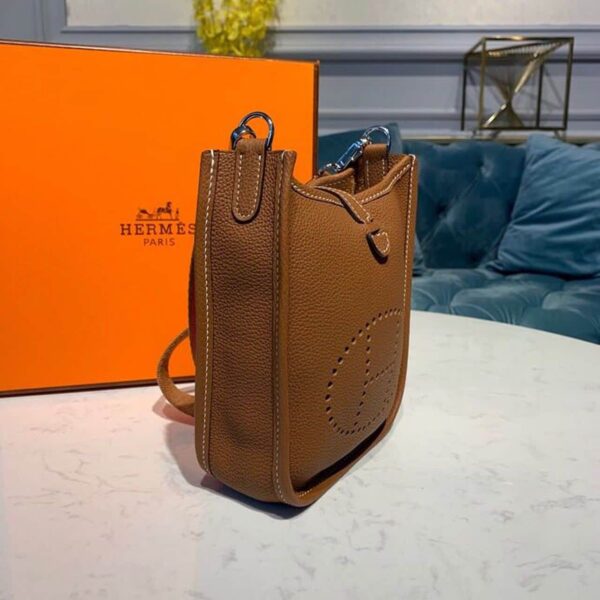 1:1 Replica Hermes Mini Evelyne Brown For Women 7.8in/20cm