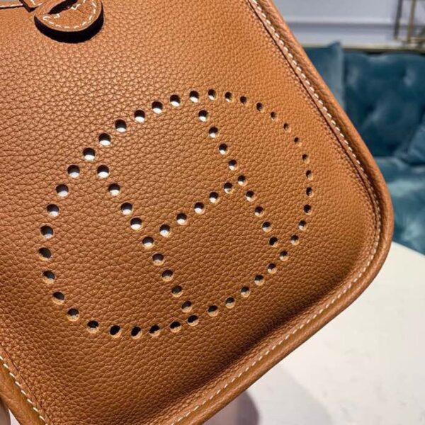 1:1 Replica Hermes Mini Evelyne Brown For Women 7.8in/20cm