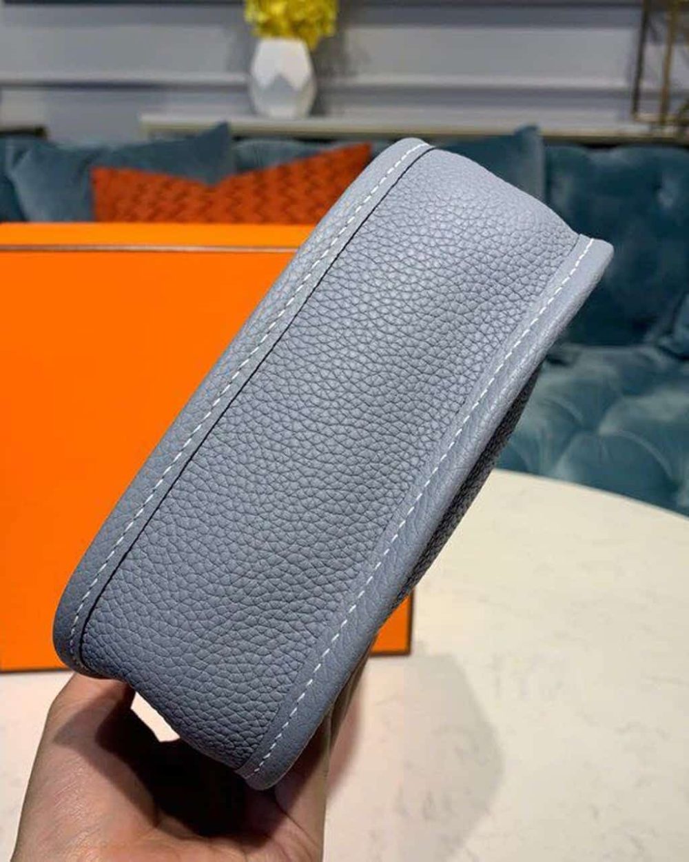 1:1 Replica Hermes Mini Evelyne Grey For Women 7in/18cm