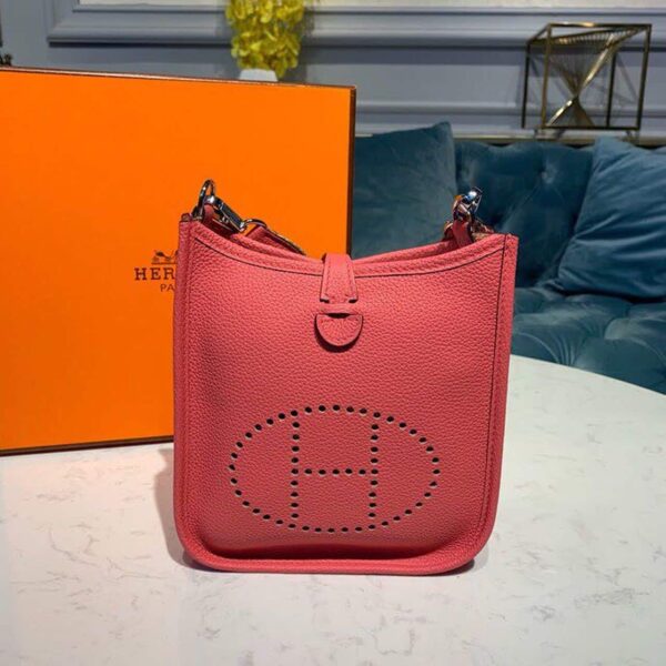 1:1 Replica Hermes Mini Evelyne Pink For Women 7.8in/20cm