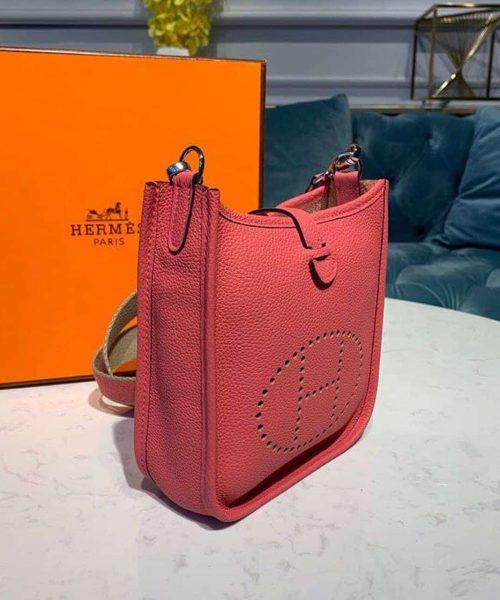 1:1 Replica Hermes Mini Evelyne Pink For Women 7.8in/20cm