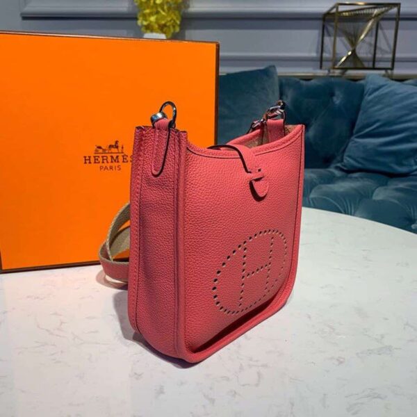 1:1 Replica Hermes Mini Evelyne Pink For Women 7.8in/20cm