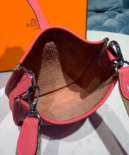 1:1 Replica Hermes Mini Evelyne Pink For Women 7.8in/20cm