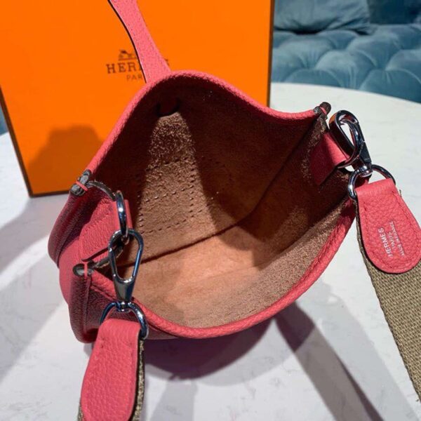 1:1 Replica Hermes Mini Evelyne Pink For Women 7.8in/20cm