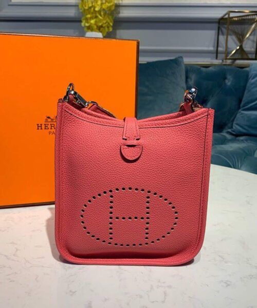 1:1 Replica Hermes Mini Evelyne Pink For Women 7.8in/20cm