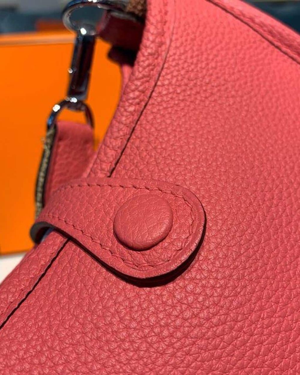1:1 Replica Hermes Mini Evelyne Pink For Women 7.8in/20cm