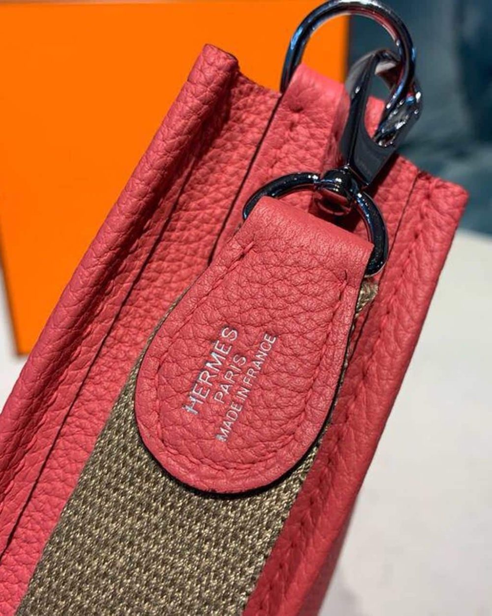 1:1 Replica Hermes Mini Evelyne Pink For Women 7.8in/20cm